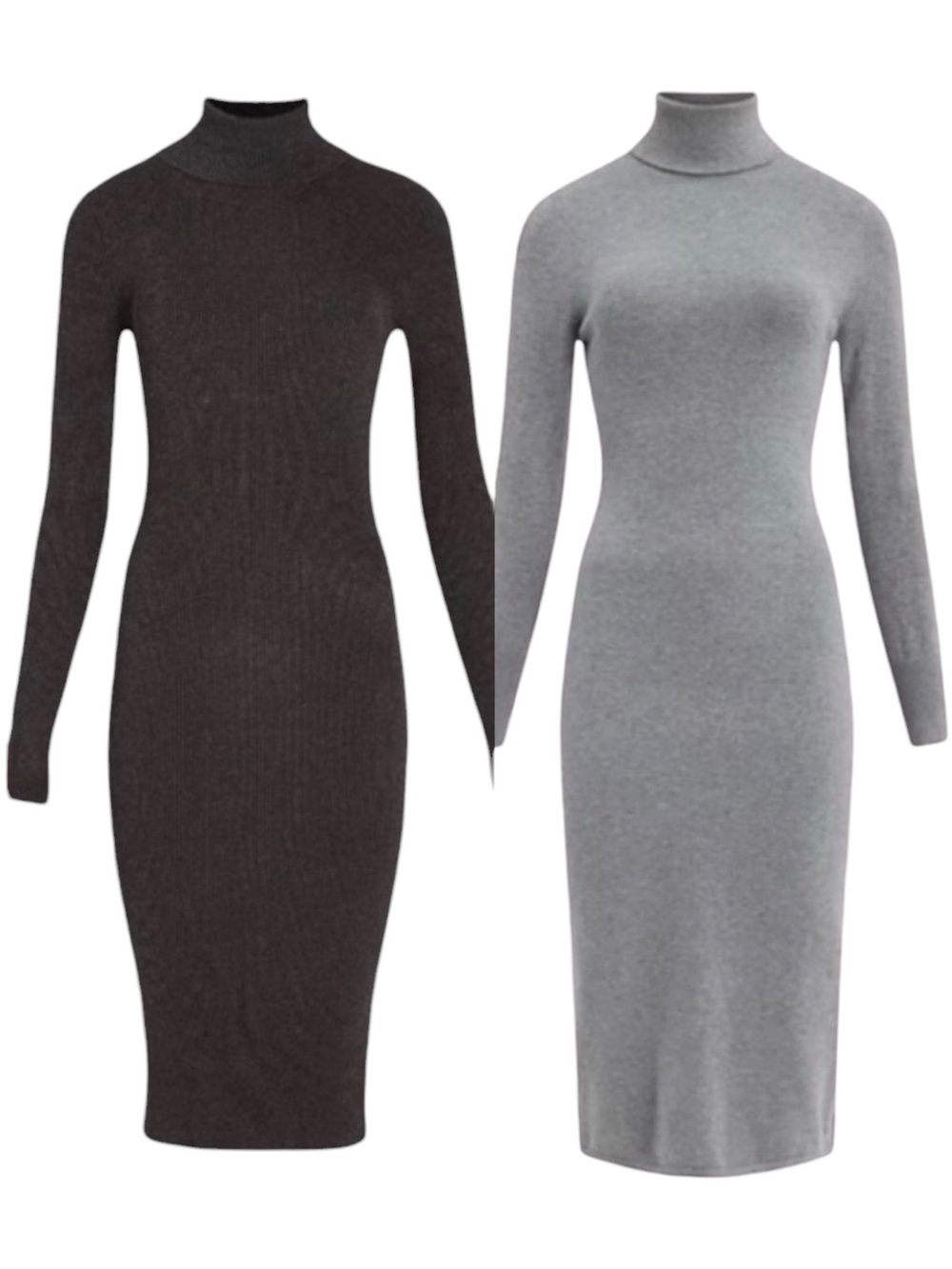 TWO Express Turtleneck Knit Sweater Dresses Small Dark Gray & Light Gray